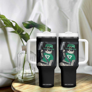 67 Cat St Patricks Day Tumbler With Handle Funny Cat Driver Leprechaun Meme TS14 Print Your Wear