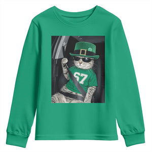 67 Cat St Patricks Day Youth Sweatshirt Funny Cat Driver Leprechaun Meme TS14 Irish Green Print Your Wear