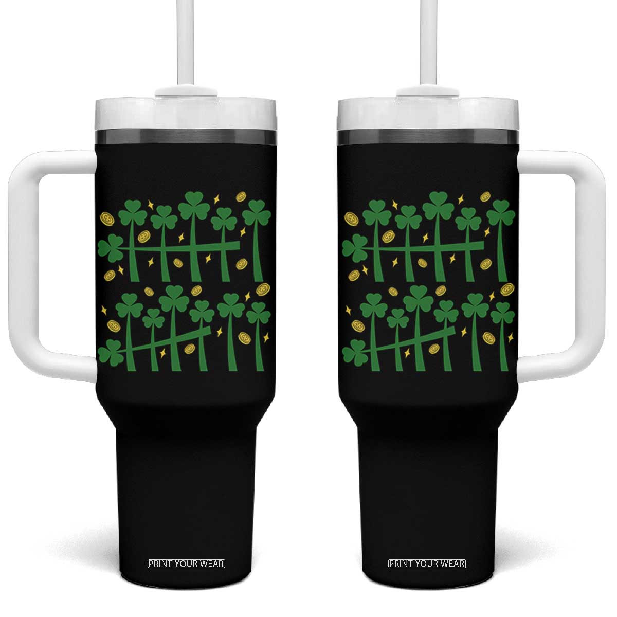 67 St Patricks Day Tumbler With Handle Funny Six Seven Gen Alpha Meme TS14 One Size: 40 oz Black Print Your Wear