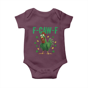 Funny St Patrick Day Baby Onesie F-Caw-F Lucky Chicken Meme TS14 Maroon Print Your Wear
