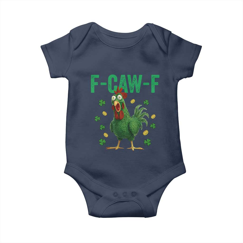 Funny St Patrick Day Baby Onesie F-Caw-F Lucky Chicken Meme TS14 Navy Print Your Wear