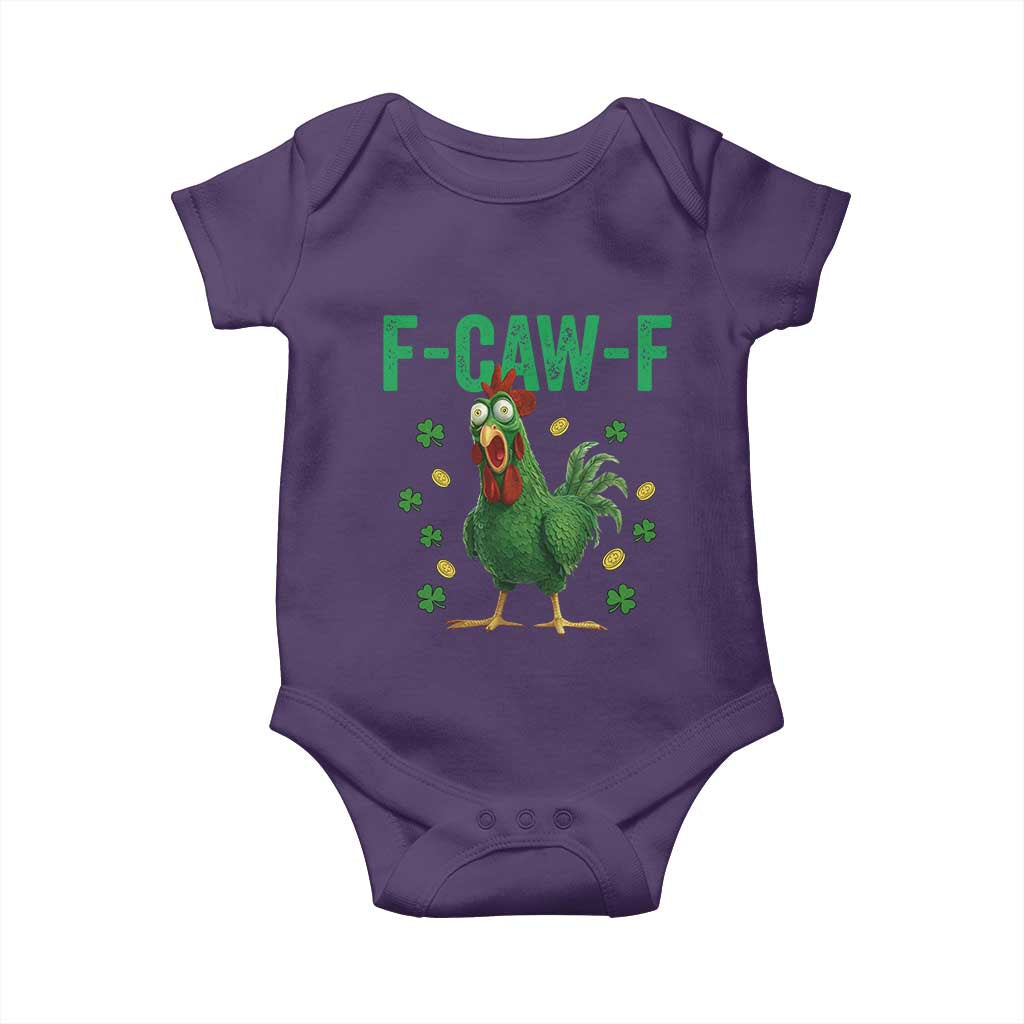 Funny St Patrick Day Baby Onesie F-Caw-F Lucky Chicken Meme TS14 Purple Print Your Wear