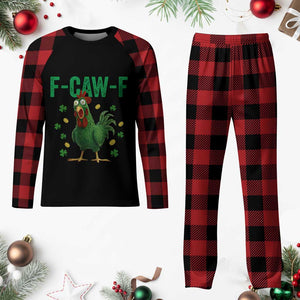 Funny St Patrick Day Plaid Pajama Set F-Caw-F Lucky Chicken Meme TS14 Buffalo Plaid Print Your Wear