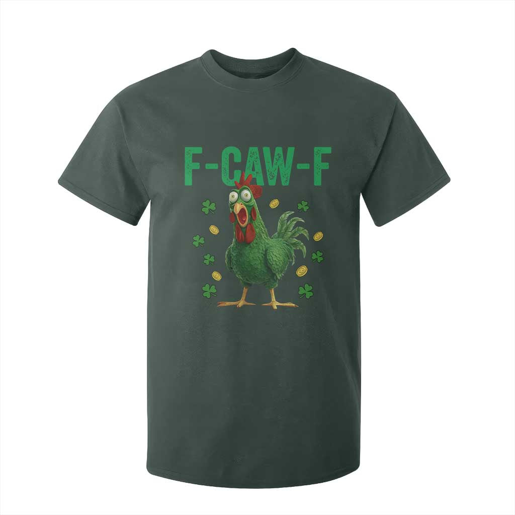 Funny St Patrick Day T Shirt For Kid F-Caw-F Lucky Chicken Meme TS14 Dark Forest Green Print Your Wear