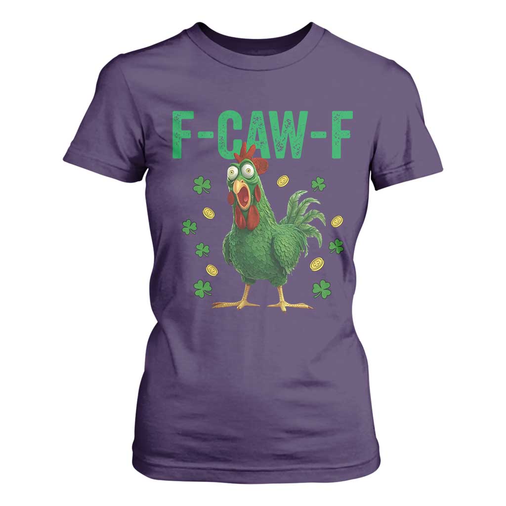 Funny St Patrick Day T Shirt For Women F-Caw-F Lucky Chicken Meme TS14 Purple Print Your Wear