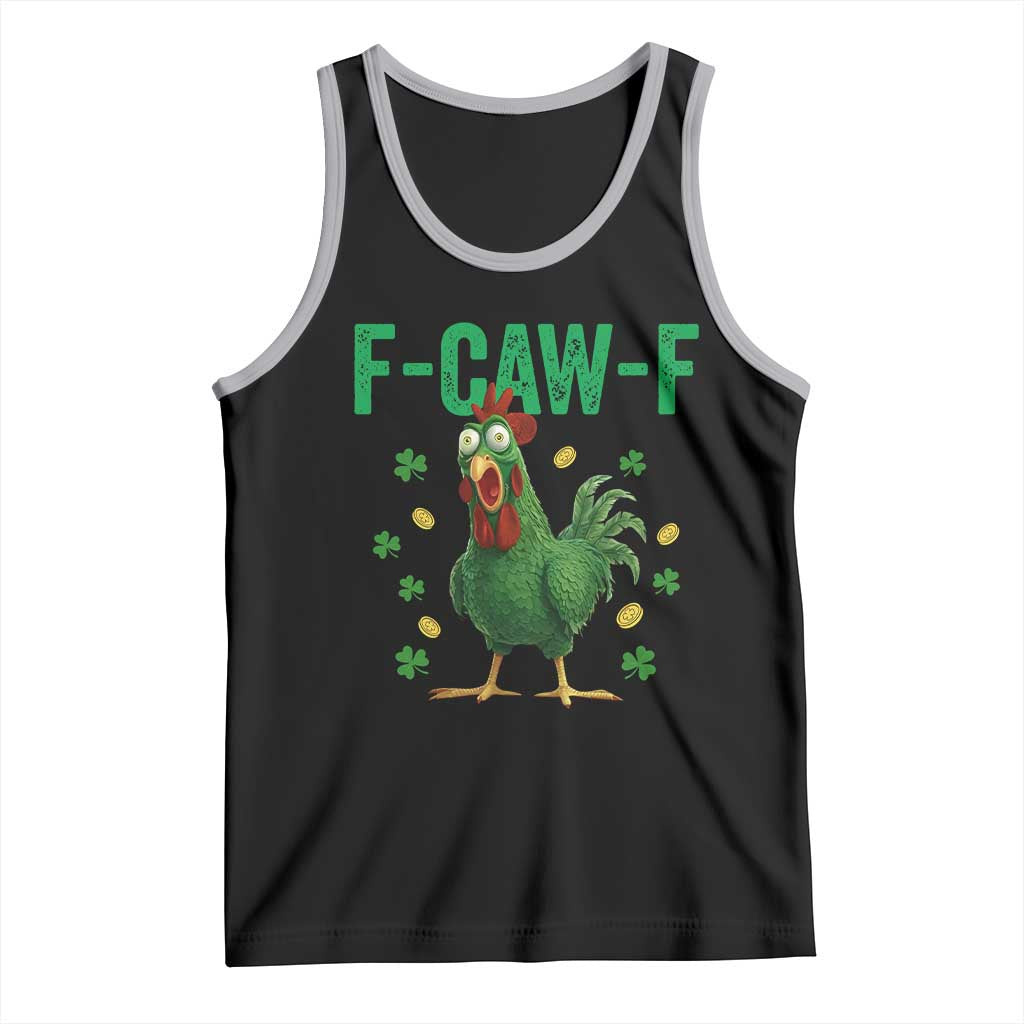 Funny St Patrick Day Tank Top F-Caw-F Lucky Chicken Meme TS14 Black Athletic Heather Print Your Wear