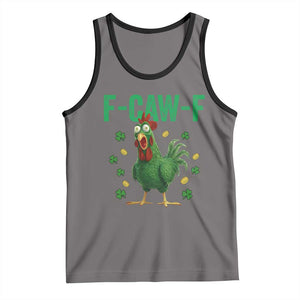 Funny St Patrick Day Tank Top F-Caw-F Lucky Chicken Meme TS14 Deep Heather Black Print Your Wear