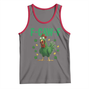 Funny St Patrick Day Tank Top F-Caw-F Lucky Chicken Meme TS14 Deep Heather Red Print Your Wear