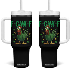 Funny St Patrick Day Tumbler With Handle F-Caw-F Lucky Chicken Meme TS14 One Size: 40 oz Black Print Your Wear