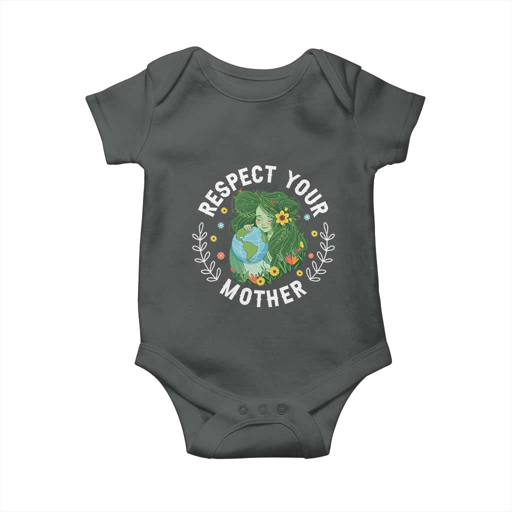Respect Your Mother Baby Onesie Earth Mother Women Girl TS14 Dark Heather Print Your Wear