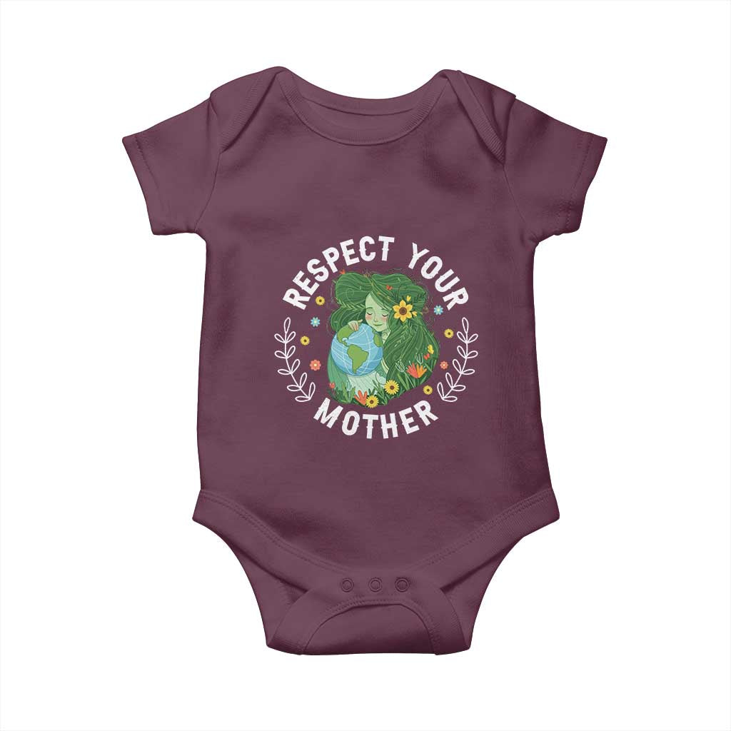 Respect Your Mother Baby Onesie Earth Mother Women Girl TS14 Maroon Print Your Wear