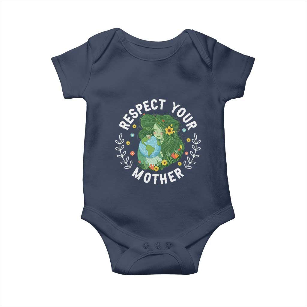 Respect Your Mother Baby Onesie Earth Mother Women Girl TS14 Navy Print Your Wear