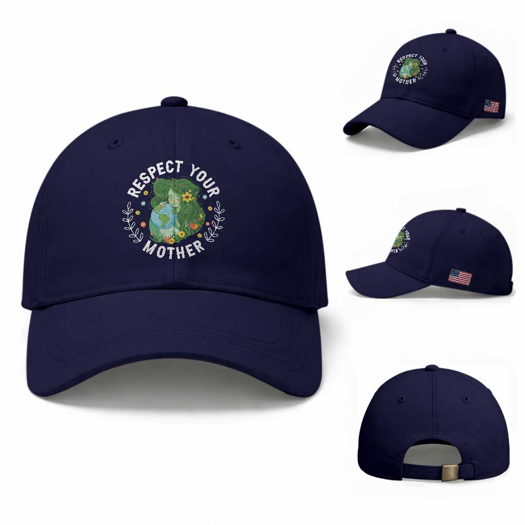Respect Your Mother Baseball Cap Earth Mother Women Girl TS14 Baseball Cap Universal Fit Dark Blue Print Your Wear