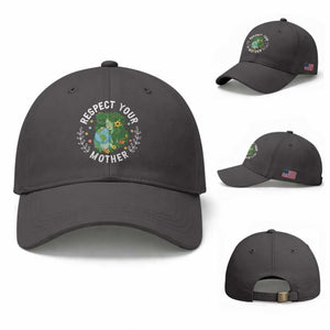 Respect Your Mother Baseball Cap Earth Mother Women Girl TS14 Baseball Cap Universal Fit Dark Gray Print Your Wear