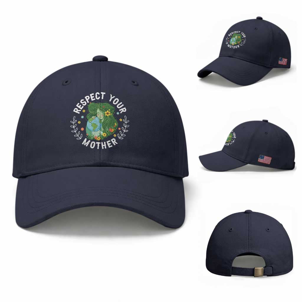 Respect Your Mother Baseball Cap Earth Mother Women Girl TS14 Baseball Cap Universal Fit Navy Print Your Wear