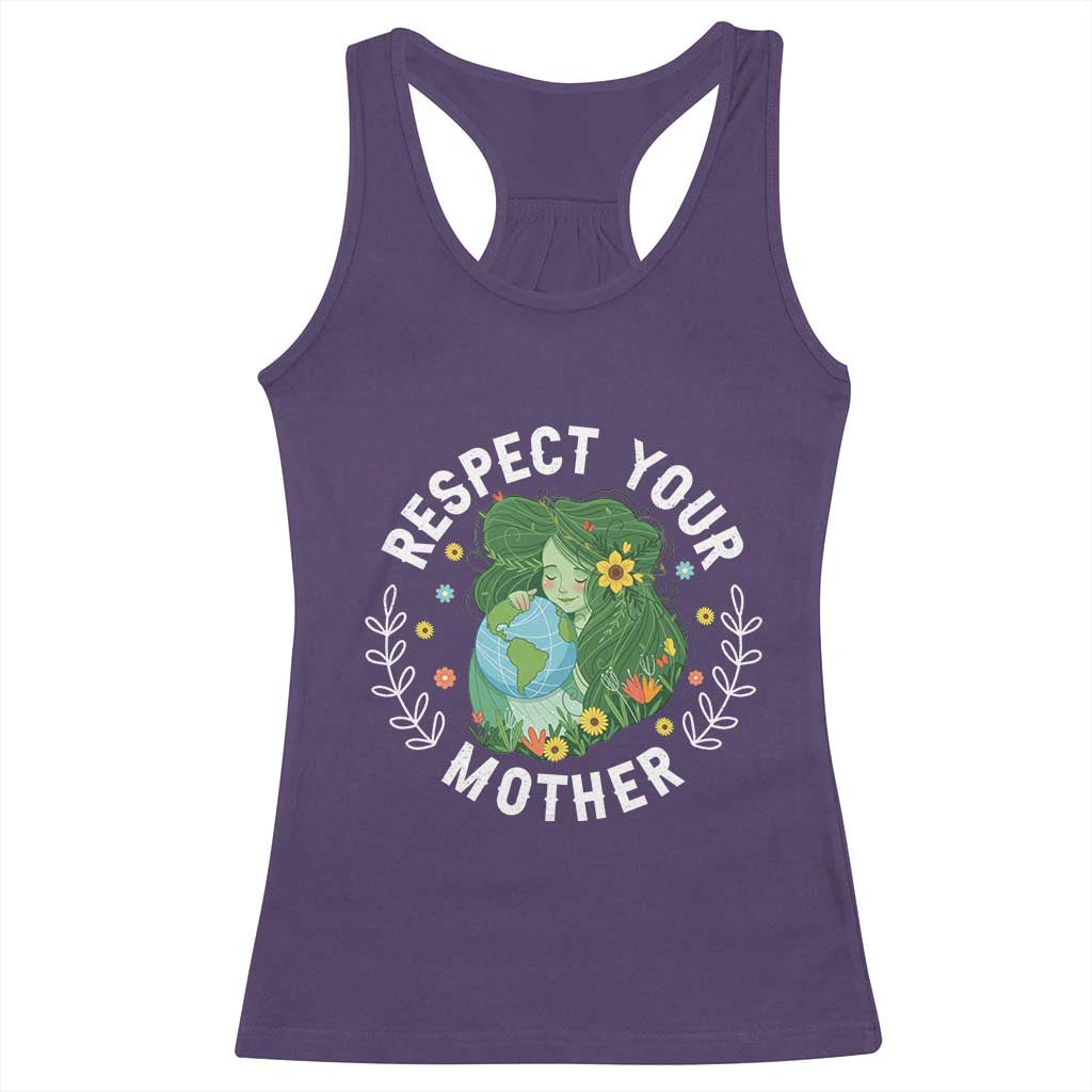 Respect Your Mother Racerback Tank Top Earth Mother Women Girl TS14 Purple Print Your Wear