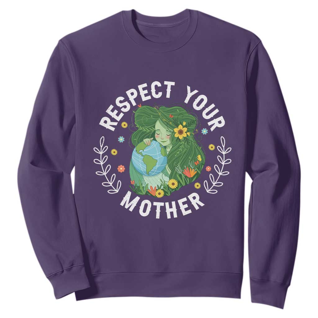 Respect Your Mother Sweatshirt Earth Mother Women Girl TS14 Purple Print Your Wear