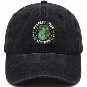 Respect Your Mother Washed Cotton Baseball Cap Earth Mother Women Girl TS14 Print Your Wear
