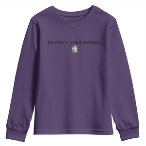 Respect Your Mother Youth Sweatshirt Funny Sarcastic Earth Day TS14 Purple Print Your Wear
