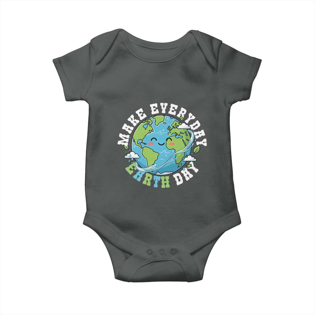 Funny Make Earth Day Every Day Baby Onesie Cute Environmental Awareness Earth Day TS14 Dark Heather Print Your Wear