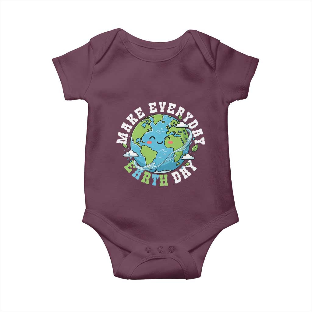 Funny Make Earth Day Every Day Baby Onesie Cute Environmental Awareness Earth Day TS14 Maroon Print Your Wear