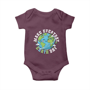 Funny Make Earth Day Every Day Baby Onesie Cute Environmental Awareness Earth Day TS14 Maroon Print Your Wear