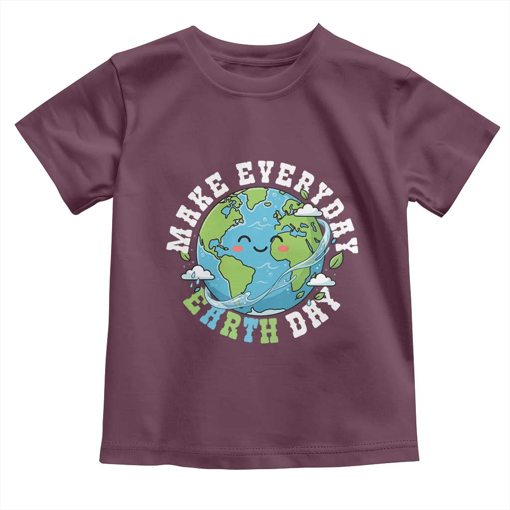 Funny Make Earth Day Every Day Toddler T Shirt Cute Environmental Awareness Earth Day TS14 Maroon Print Your Wear