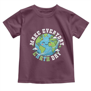 Funny Make Earth Day Every Day Toddler T Shirt Cute Environmental Awareness Earth Day TS14 Maroon Print Your Wear