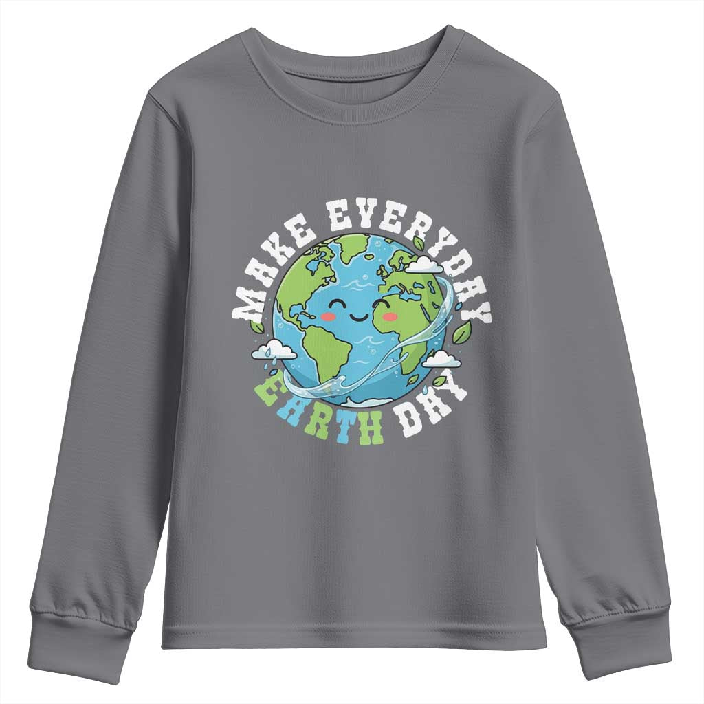 Funny Make Earth Day Every Day Youth Sweatshirt Cute Environmental Awareness Earth Day TS14 Charcoal Print Your Wear