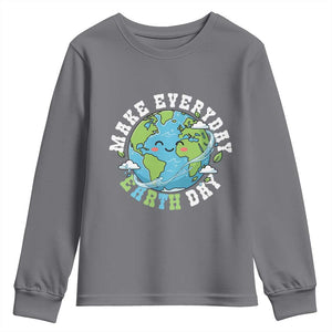 Funny Make Earth Day Every Day Youth Sweatshirt Cute Environmental Awareness Earth Day TS14 Charcoal Print Your Wear