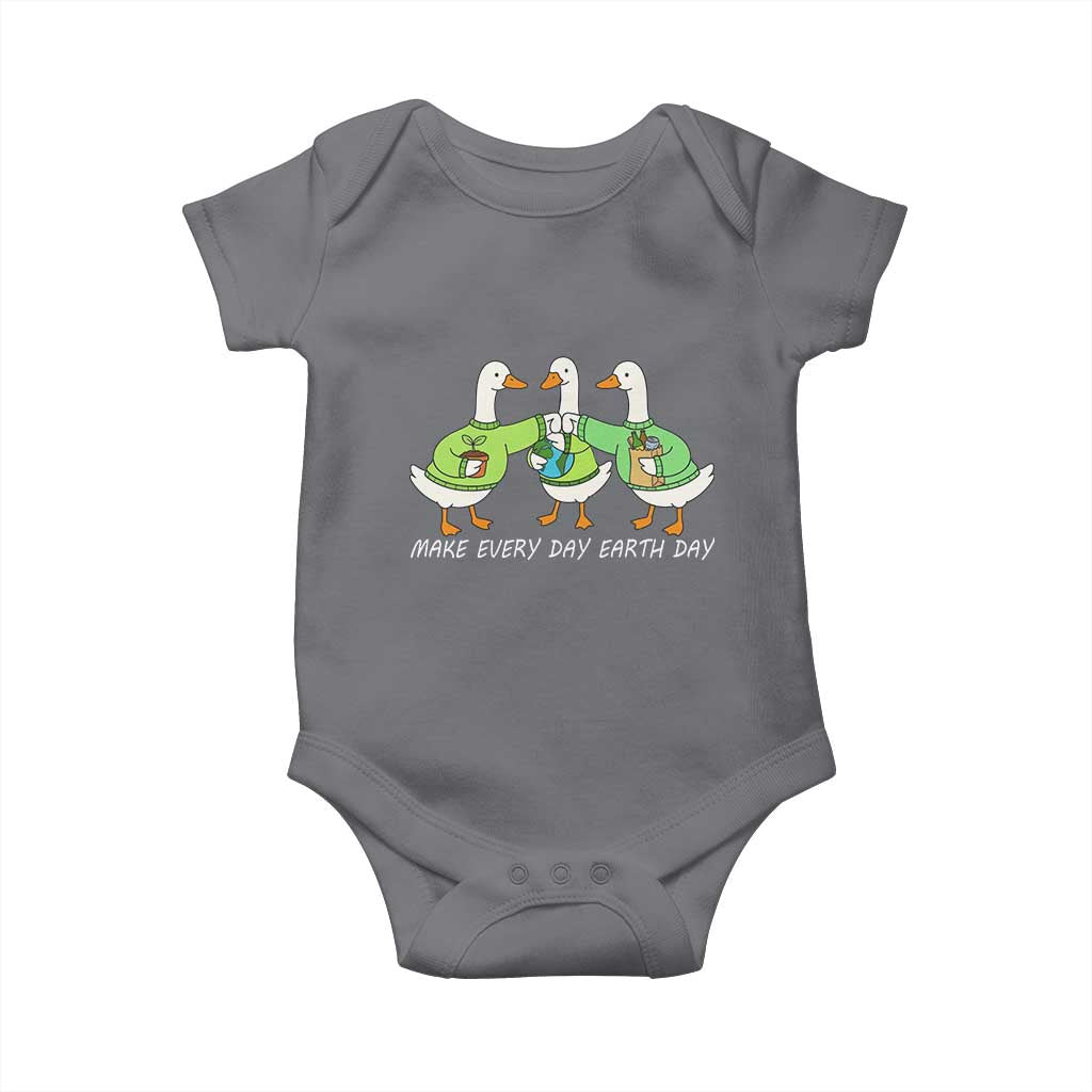 Funny Earth Day Baby Onesie Silly Goose Make Earth Day Every Day TS14 Charcoal Print Your Wear
