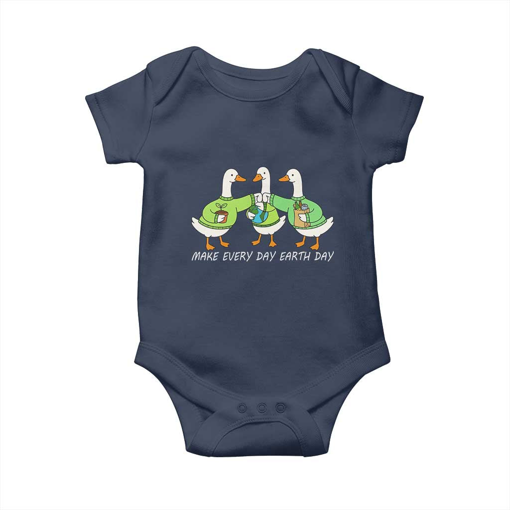 Funny Earth Day Baby Onesie Silly Goose Make Earth Day Every Day TS14 Navy Print Your Wear