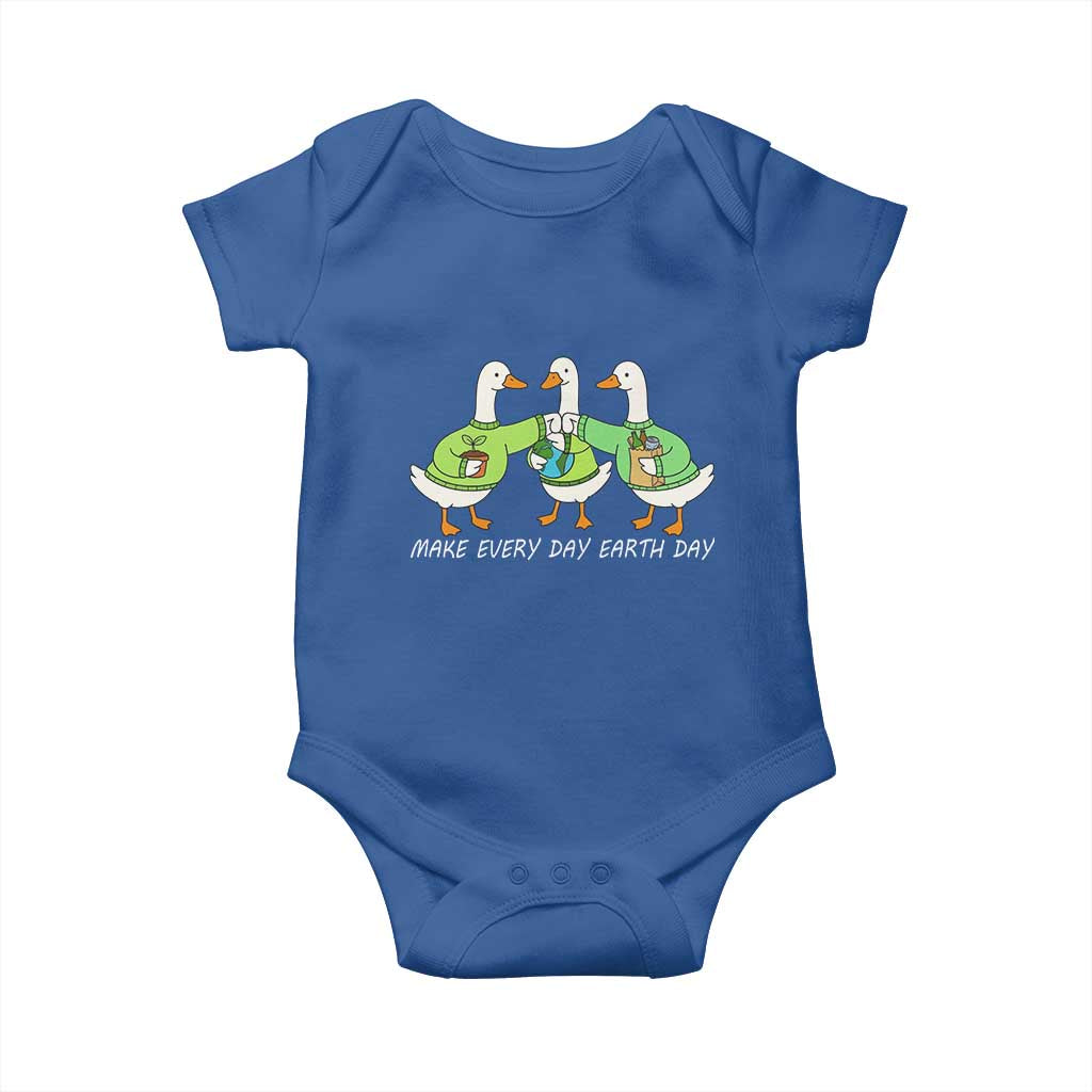 Funny Earth Day Baby Onesie Silly Goose Make Earth Day Every Day TS14 Royal Blue Print Your Wear
