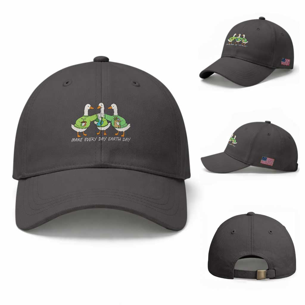 Funny Earth Day Baseball Cap Silly Goose Make Earth Day Every Day TS14 Baseball Cap Universal Fit Dark Gray Print Your Wear