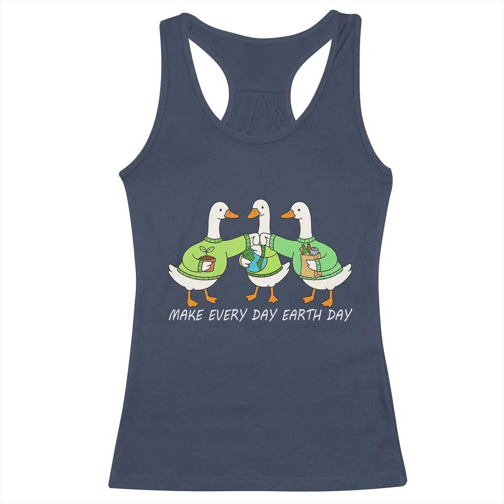 Funny Earth Day Racerback Tank Top Silly Goose Make Earth Day Every Day TS14 Navy Print Your Wear
