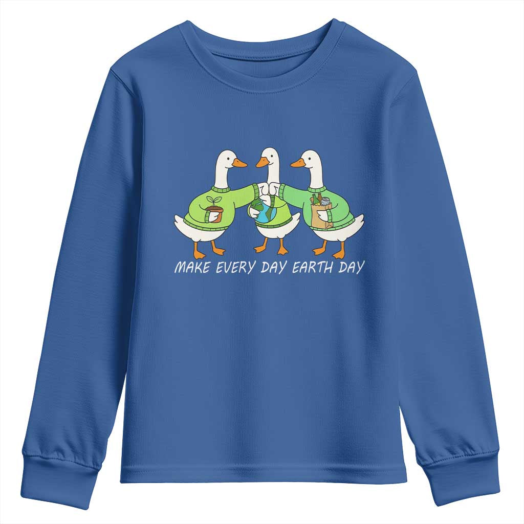 Funny Earth Day Youth Sweatshirt Silly Goose Make Earth Day Every Day TS14 Royal Blue Print Your Wear
