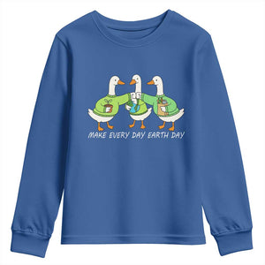 Funny Earth Day Youth Sweatshirt Silly Goose Make Earth Day Every Day TS14 Royal Blue Print Your Wear