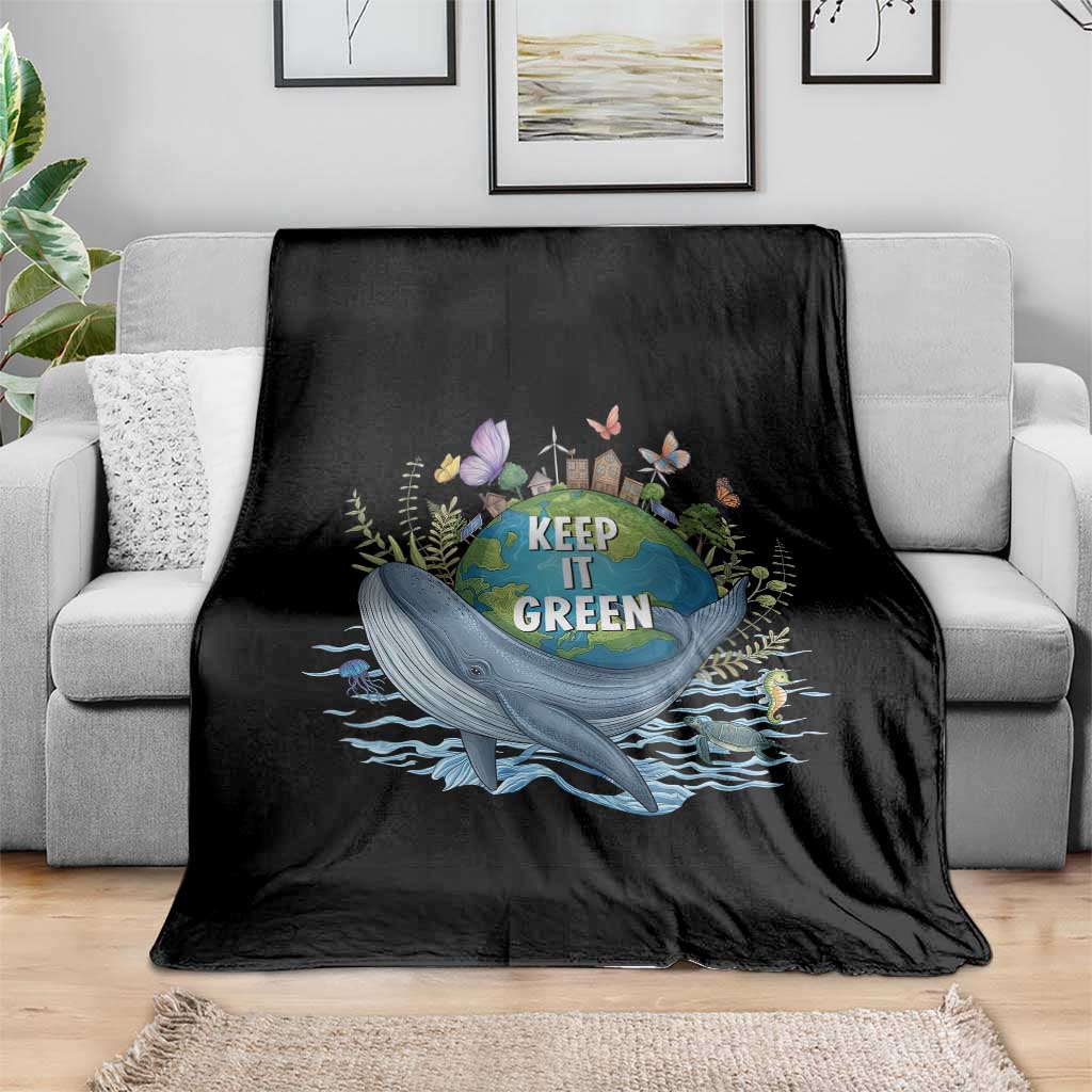 Keep It Green Earth Day Throw Blanket Eco-Friendly Nature Environmental Awareness TS14 Print Your Wear