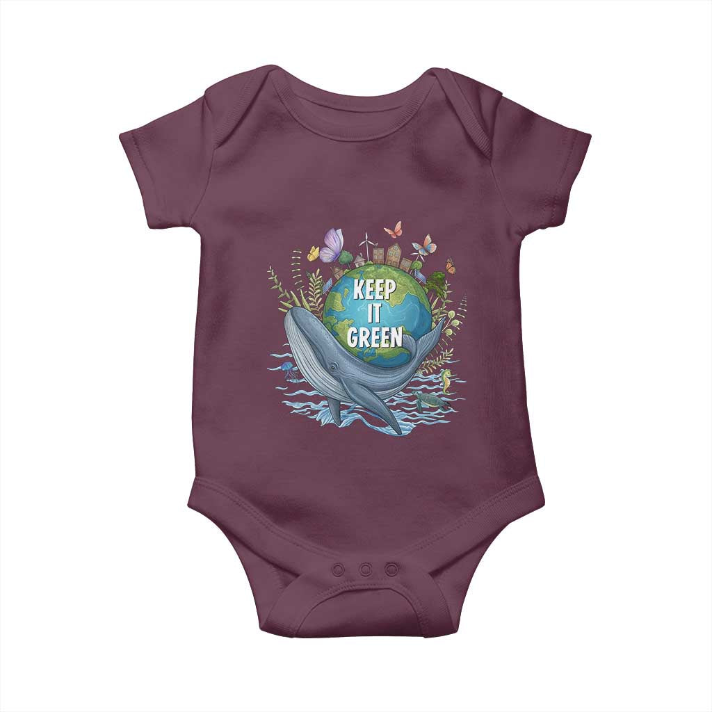 Keep It Green Earth Day Baby Onesie Eco-Friendly Nature Environmental Awareness TS14 Maroon Print Your Wear