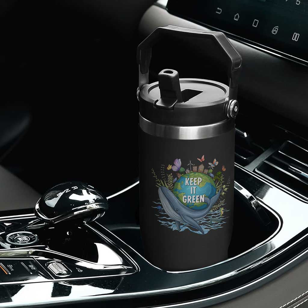 Keep It Green Earth Day Flip Straw Tumbler Eco-Friendly Nature Environmental Awareness TS14 Print Your Wear