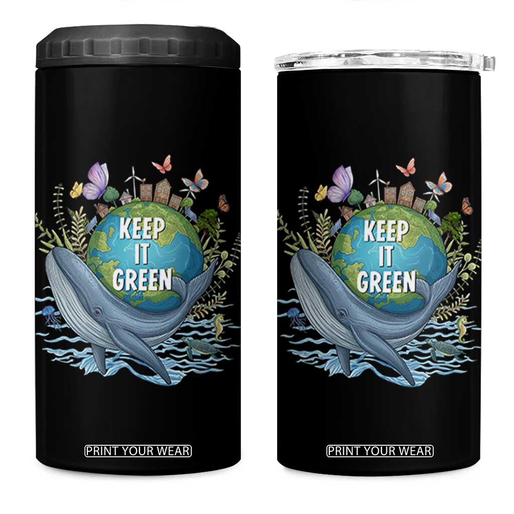 Keep It Green Earth Day 4 in 1 Can Cooler Tumbler Eco-Friendly Nature Environmental Awareness TS14 One Size: 16 oz Black Print Your Wear