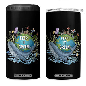 Keep It Green Earth Day 4 in 1 Can Cooler Tumbler Eco-Friendly Nature Environmental Awareness TS14 One Size: 16 oz Black Print Your Wear