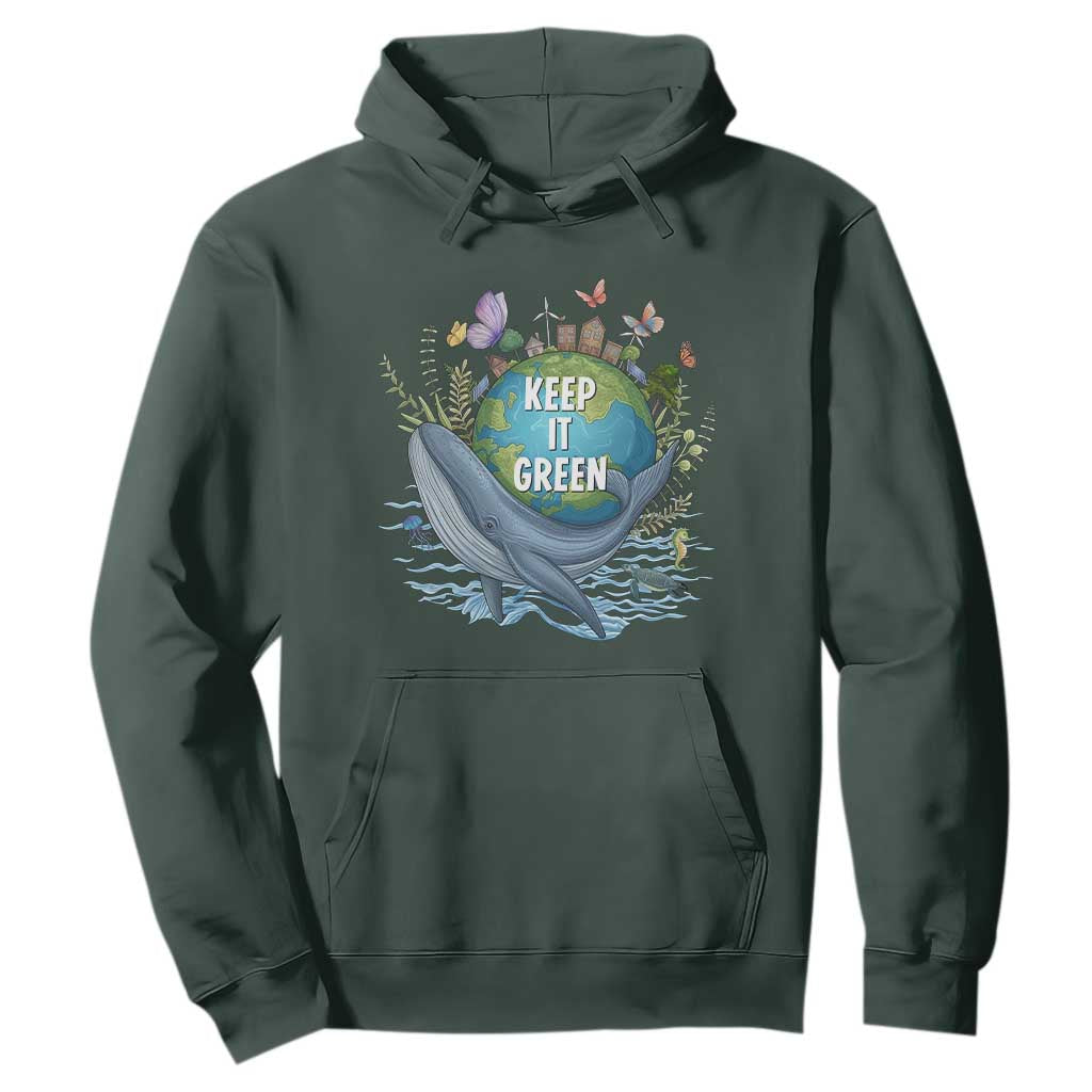 Keep It Green Earth Day Hoodie Eco-Friendly Nature Environmental Awareness TS14 Dark Forest Green Print Your Wear