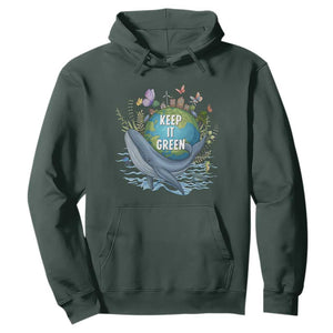 Keep It Green Earth Day Hoodie Eco-Friendly Nature Environmental Awareness TS14 Dark Forest Green Print Your Wear