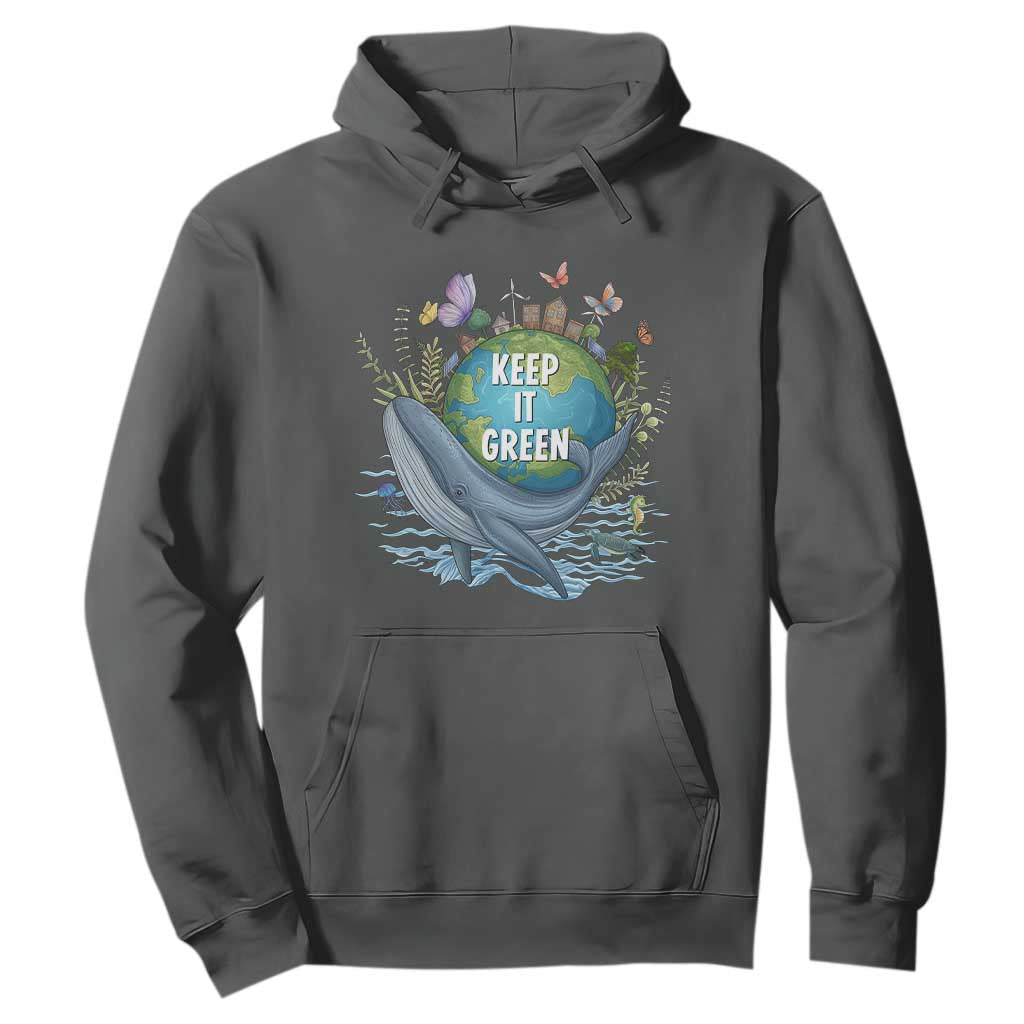 Keep It Green Earth Day Hoodie Eco-Friendly Nature Environmental Awareness TS14 Dark Heather Print Your Wear