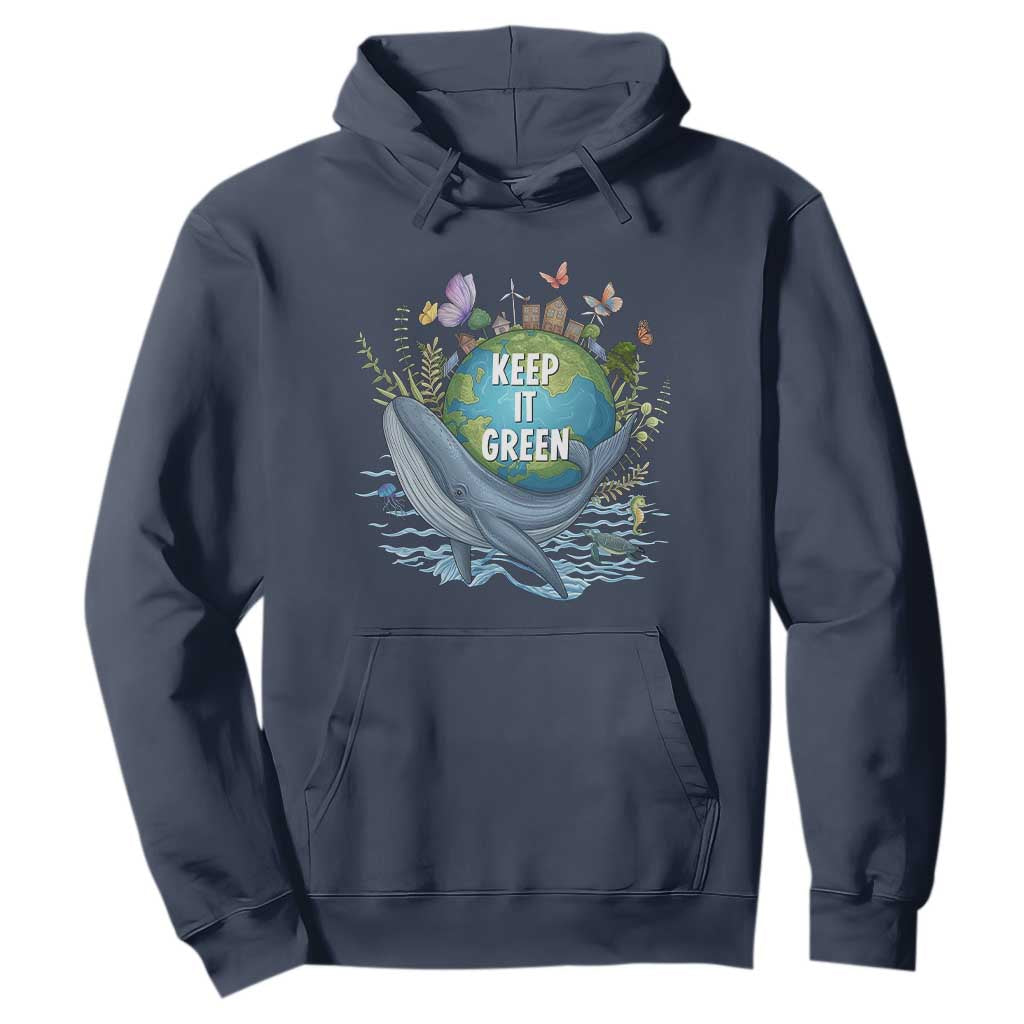 Keep It Green Earth Day Hoodie Eco-Friendly Nature Environmental Awareness TS14 Navy Print Your Wear