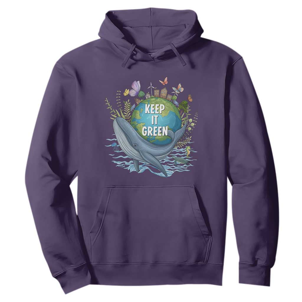 Keep It Green Earth Day Hoodie Eco-Friendly Nature Environmental Awareness TS14 Purple Print Your Wear