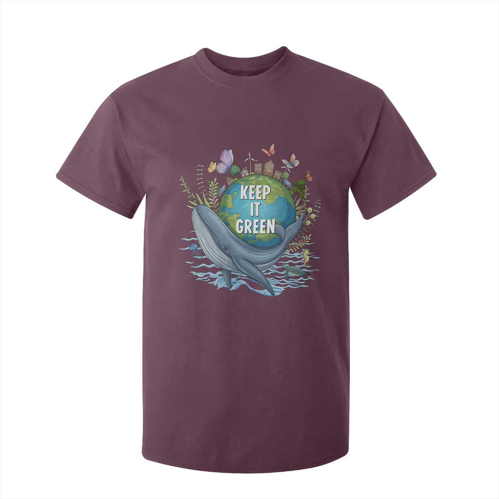 Keep It Green Earth Day T Shirt For Kid Eco-Friendly Nature Environmental Awareness TS14 Maroon Print Your Wear