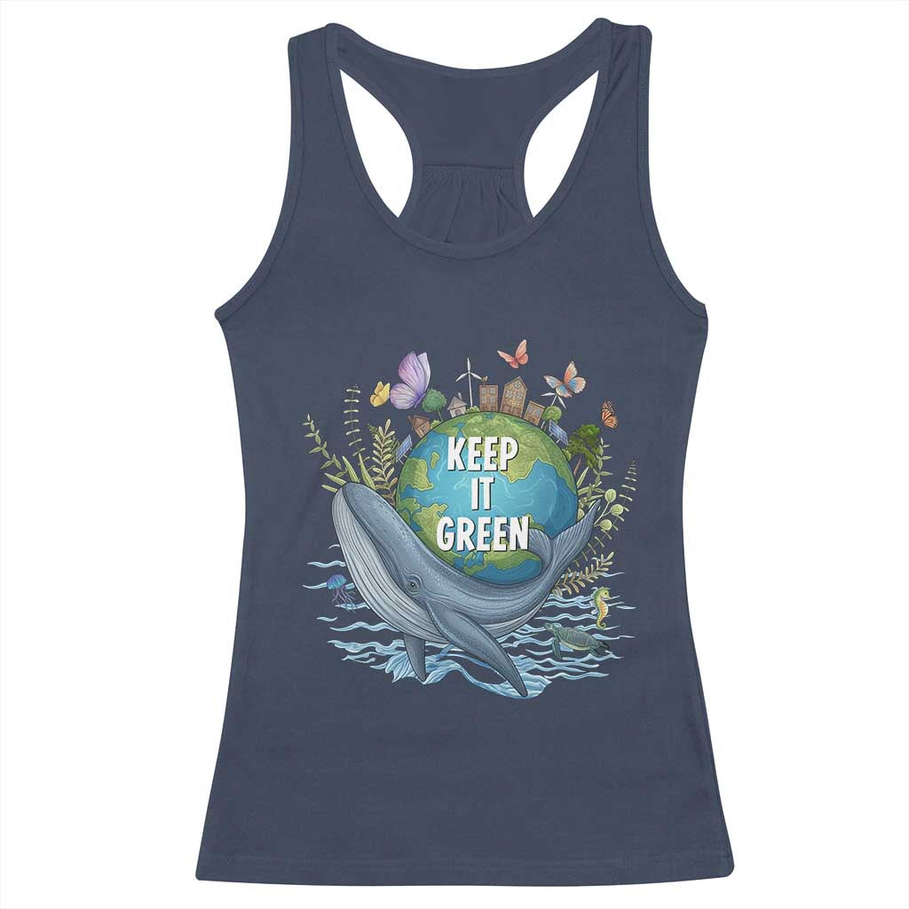 Keep It Green Earth Day Racerback Tank Top Eco-Friendly Nature Environmental Awareness TS14 Navy Print Your Wear