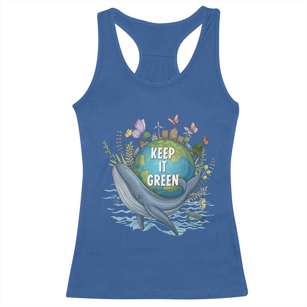 Keep It Green Earth Day Racerback Tank Top Eco-Friendly Nature Environmental Awareness TS14 Royal Blue Print Your Wear